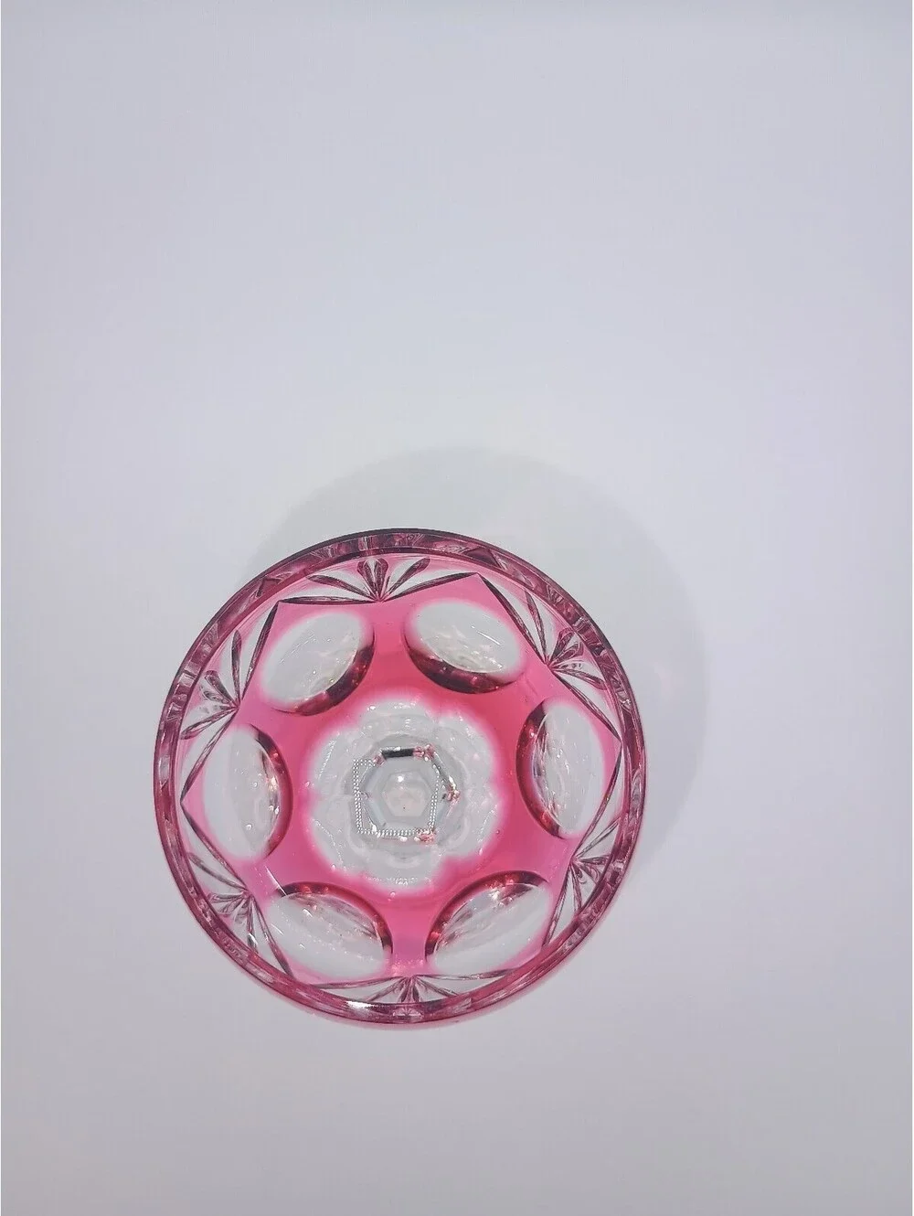 Cut to Clear Cranberry Cordial Annahutte Glasses  Bavarian 4-1/2